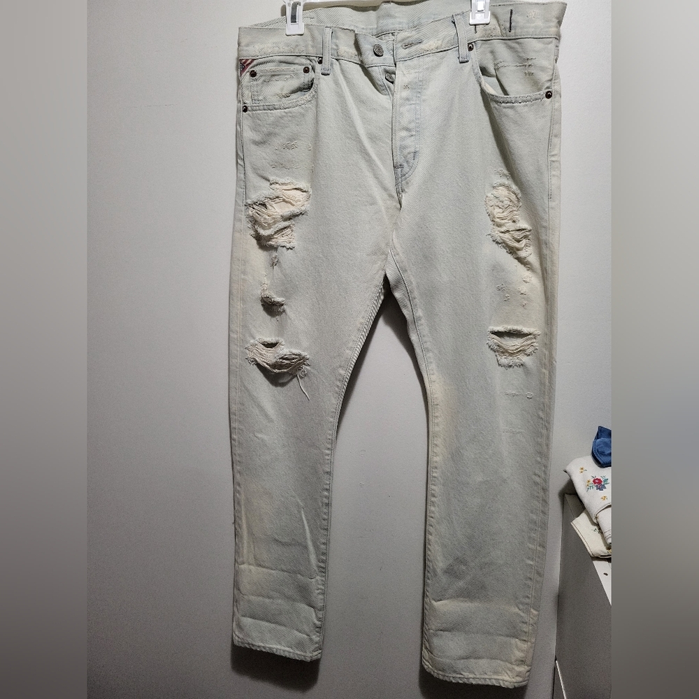 Denim & Supply Ralph Lauren Pale Bleach Slim Ripped Jeans